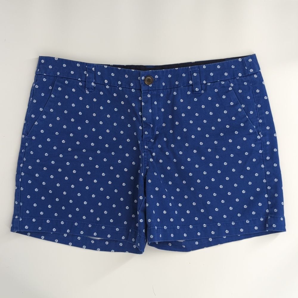 Merona Blue White Polka Dot High Waist 100% Cotton Shorts 8